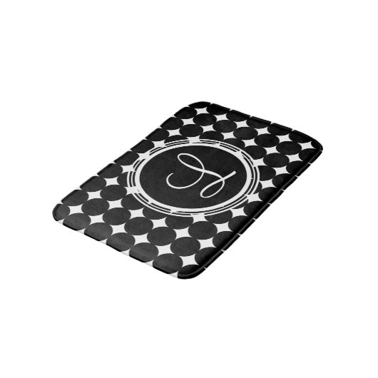Black Polka Dot Monogram Badmat (Gekanteld)