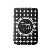 Black Polka Dot Monogram Badmat (Voorkant Verticaal)