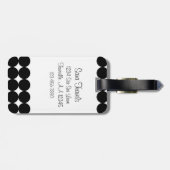 Black Polka Dot Monogram Bagagelabel (Achterkant horizontaal)