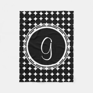 Black Polka Dot Monogram Fleece Deken
