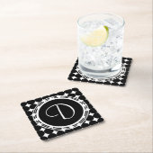 Black Polka Dot Monogram Kartonnen Onderzetters (Insitu)