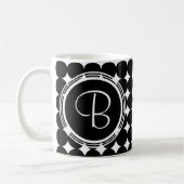 Black Polka Dot Monogram Koffiemok (Links)