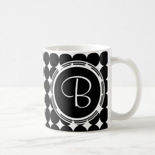Black Polka Dot Monogram Koffiemok
