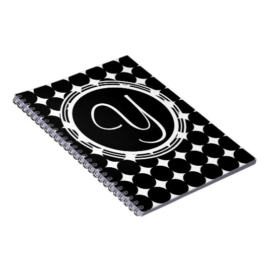 Black Polka Dot Monogram Notitieboek (Rechterzijde)