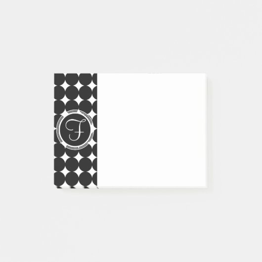 Black Polka Dot Monogram Post-it® Notes (Voorkant)