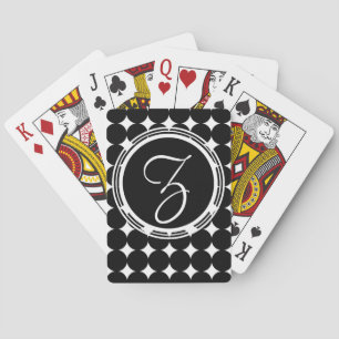 Black Polka Dot Monogram Speelkaarten