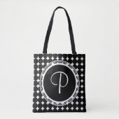 Black Polka Dot Monogram Tote Bag (Voorkant)
