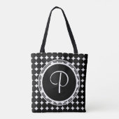 Black Polka Dot Monogram Tote Bag (Achterkant)