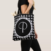 Black Polka Dot Monogram Tote Bag (Dichtbij)
