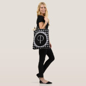 Black Polka Dot Monogram Tote Bag (Op model)