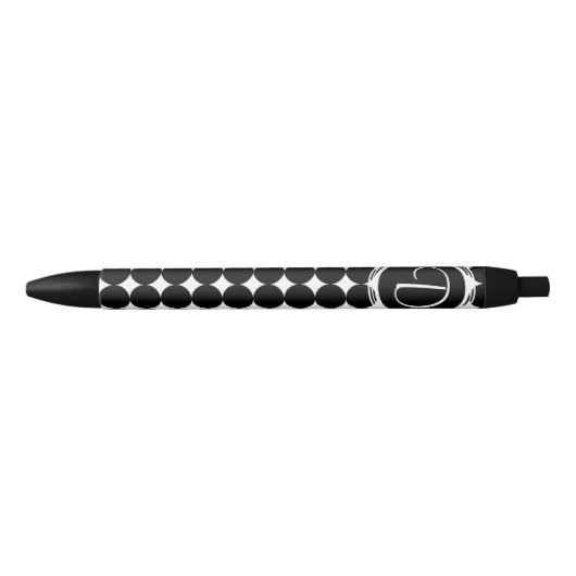 Black Polka Dot Monogram Zwarte Inkt Pen (Voorkant)