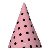 Black Polka Dot op Pink Party Pet Feesthoedjes (Rechts)