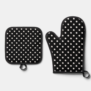 Black Polka Dot Ovenwant & Pannenlap Set
