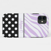 Black Polka Dot Paars Zebra Print iPhone 5 Hoesje (Achterkant (horizontaal))