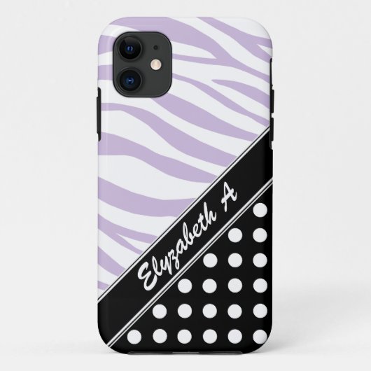 Black Polka Dot Paars Zebra Print iPhone 5 Hoesje (Achterkant)