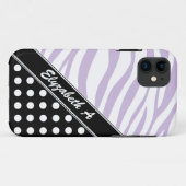 Black Polka Dot Paars Zebra Print iPhone 5 Hoesje (Achterkant (horizontaal))