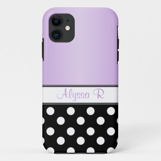 Black Polka Dot Paarse iPhone 5 Hoesje (Achterkant)