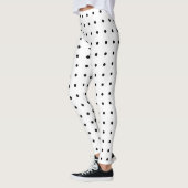 Black Polka Dot Pattern op White Leggings (Links)