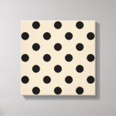 Black Polka Dot Pattern - Tan Canvas Afdruk (Voorkant)