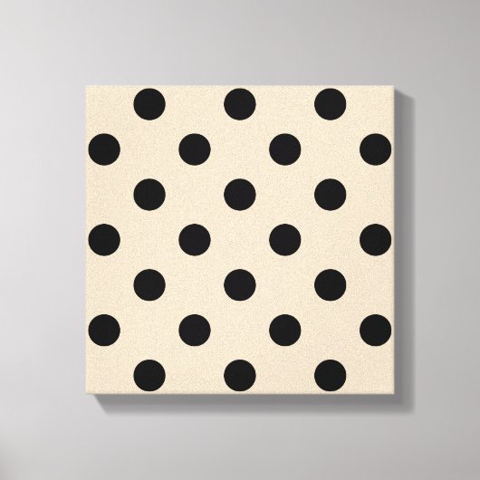 Black Polka Dot Pattern - Tan Canvas Afdruk (Voorkant)