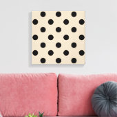 Black Polka Dot Pattern - Tan Canvas Afdruk (Insitu (Woonkamer))
