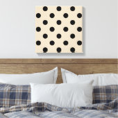 Black Polka Dot Pattern - Tan Canvas Afdruk (Insitu (Slaapkamer))