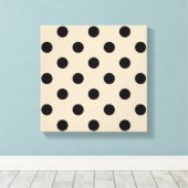 Black Polka Dot Pattern - Tan Canvas Afdruk (Insitu (Houten vloer))