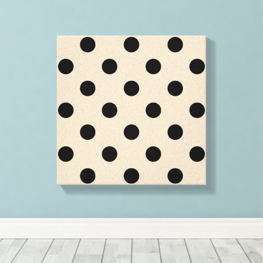 Black Polka Dot Pattern - Tan Canvas Afdruk (Insitu (Houten vloer))