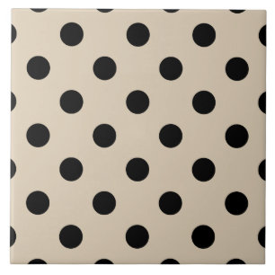 Black Polka Dot Pattern - Tan Tegeltje