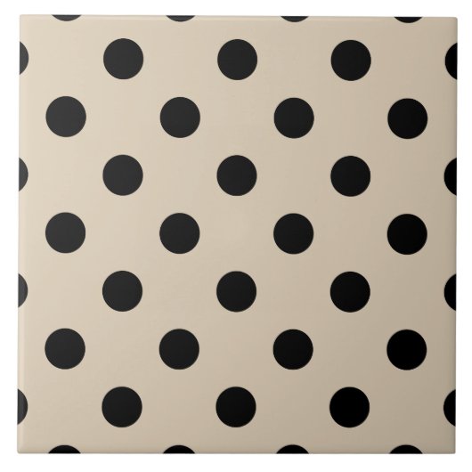 Black Polka Dot Pattern - Tan Tegeltje (Voorkant)