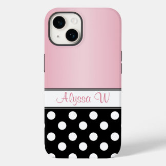 Black Polka Dot Pink Case-Mate iPhone 14 Hoesje