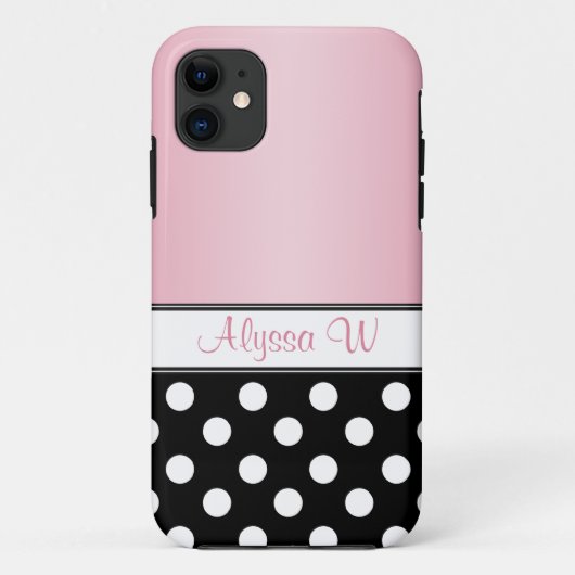 Black Polka Dot Pink iPhone 5 Hoesje (Achterkant)