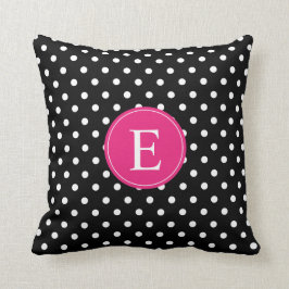 Black Polka Dot Pink Monogram Kussen