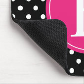 Black Polka Dot Pink Monogram Muismat (Hoek)