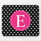 Black Polka Dot Pink Monogram Muismat (Voorkant)