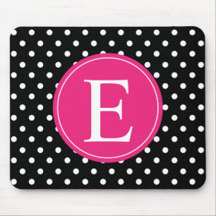 Black Polka Dot Pink Monogram Muismat