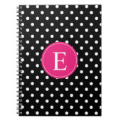 Black Polka Dot Pink Monogram Notitieboek (Voorkant)