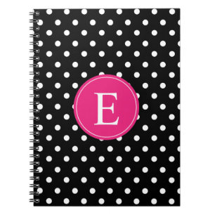 Black Polka Dot Pink Monogram Notitieboek