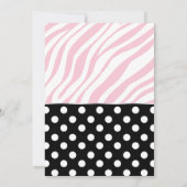 Black Polka Dot Pink Zebra Print Baby shower Kaart (Achterkant)