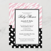 Black Polka Dot Pink Zebra Print Baby shower Kaart (Voorkant / Achterkant)