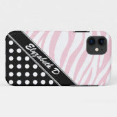 Black Polka Dot Pink Zebra Print iPhone 5 Hoesje (Achterkant (horizontaal))