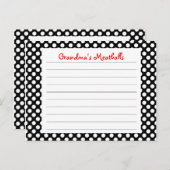 Black Polka Dot Recipe Card Briefkaart (Voorkant / Achterkant)