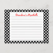 Black Polka Dot Recipe Card Briefkaart (Achterkant)