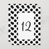 Black Polka Dot Table Number Briefkaart (Voorkant / Achterkant)