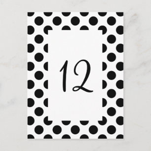 Black Polka Dot Table Number Briefkaart