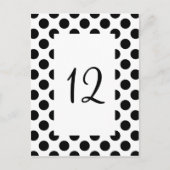 Black Polka Dot Table Number Briefkaart (Voorkant)