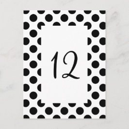 Black Polka Dot Table Number Briefkaart