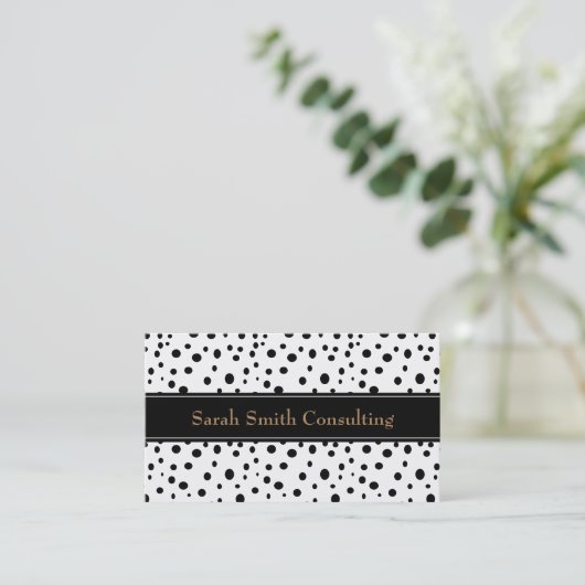 Black Polka Dot Visitekaartje (Staand voorkant)