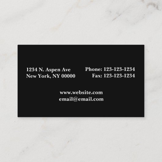 Black Polka Dot Visitekaartje (Achterkant)