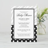 Black Polka Dot Zebra Print Baby shower Uitnodigin Kaart (Staand voorkant)